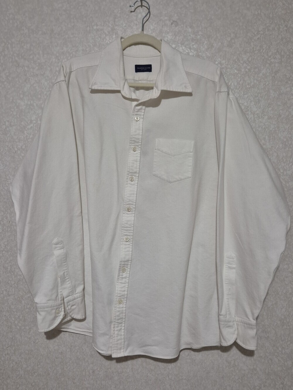 PROPER CLOTH CREAM Men's White Button-Up Shirt..Size:3XL